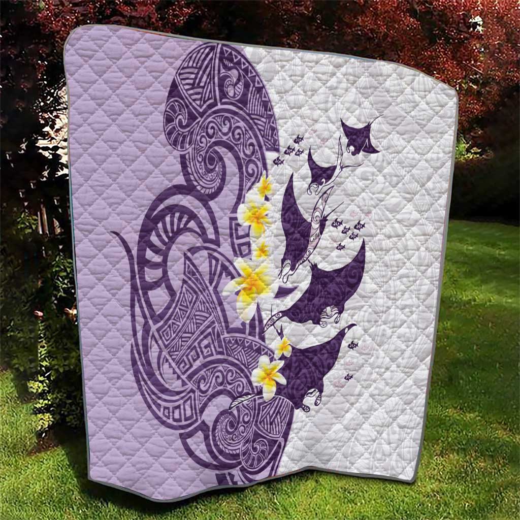Maori Manta Ray Plumeria Deep Purple Quilt LT01 - Polynesian Pride