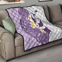 Maori Manta Ray Plumeria Deep Purple Quilt LT01 - Polynesian Pride