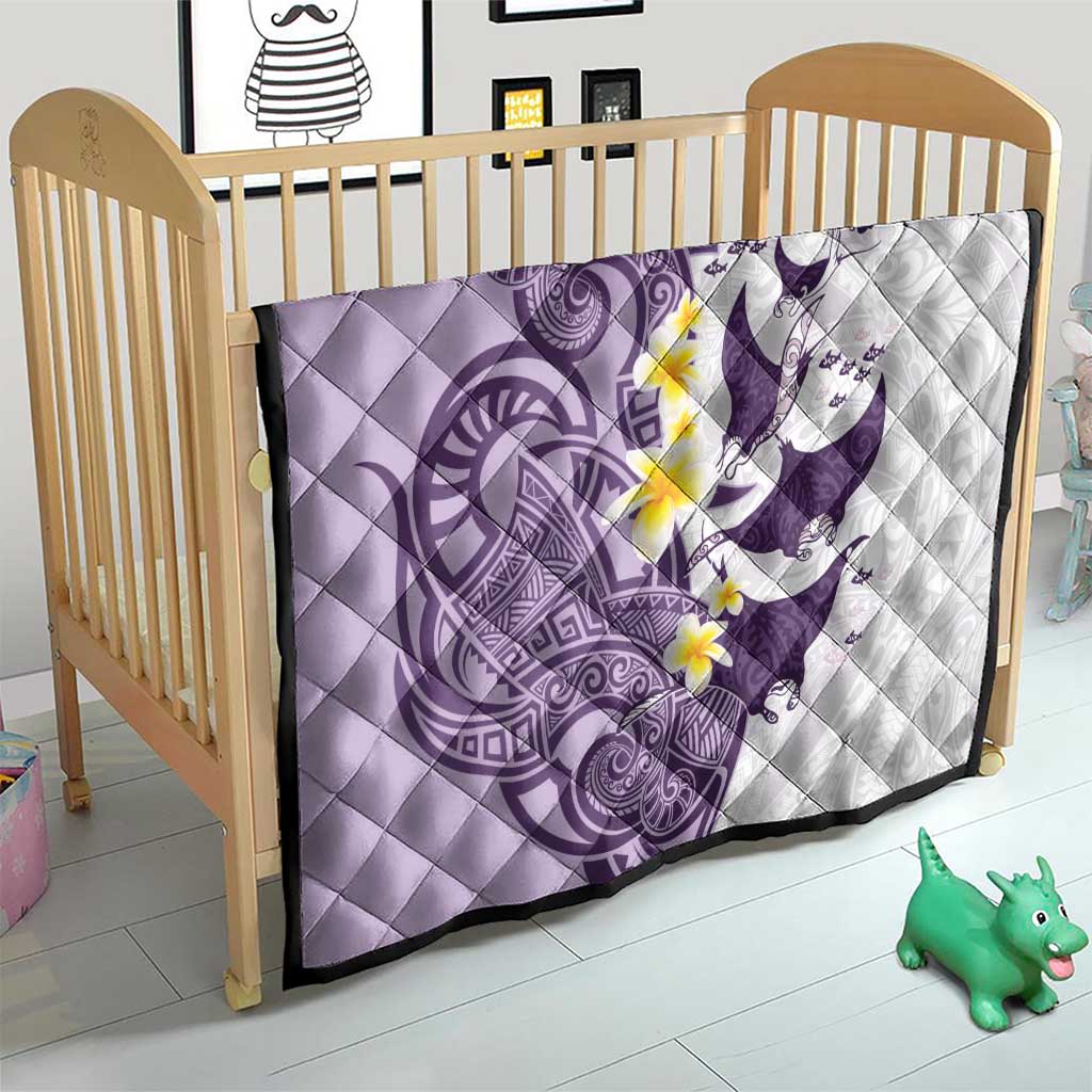 Maori Manta Ray Plumeria Deep Purple Quilt LT01 - Polynesian Pride