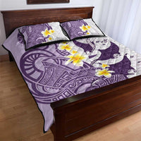 Maori Manta Ray Plumeria Deep Purple Quilt Bed Set