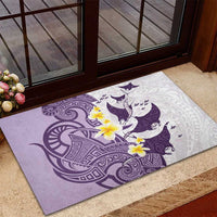 Maori Manta Ray Plumeria Deep Purple Rubber Doormat