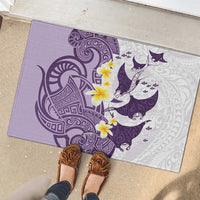 Maori Manta Ray Plumeria Deep Purple Rubber Doormat