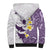 Maori Manta Ray Plumeria Deep Purple Sherpa Hoodie