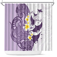 Maori Manta Ray Plumeria Deep Purple Shower Curtain LT01 Purple - Polynesian Pride
