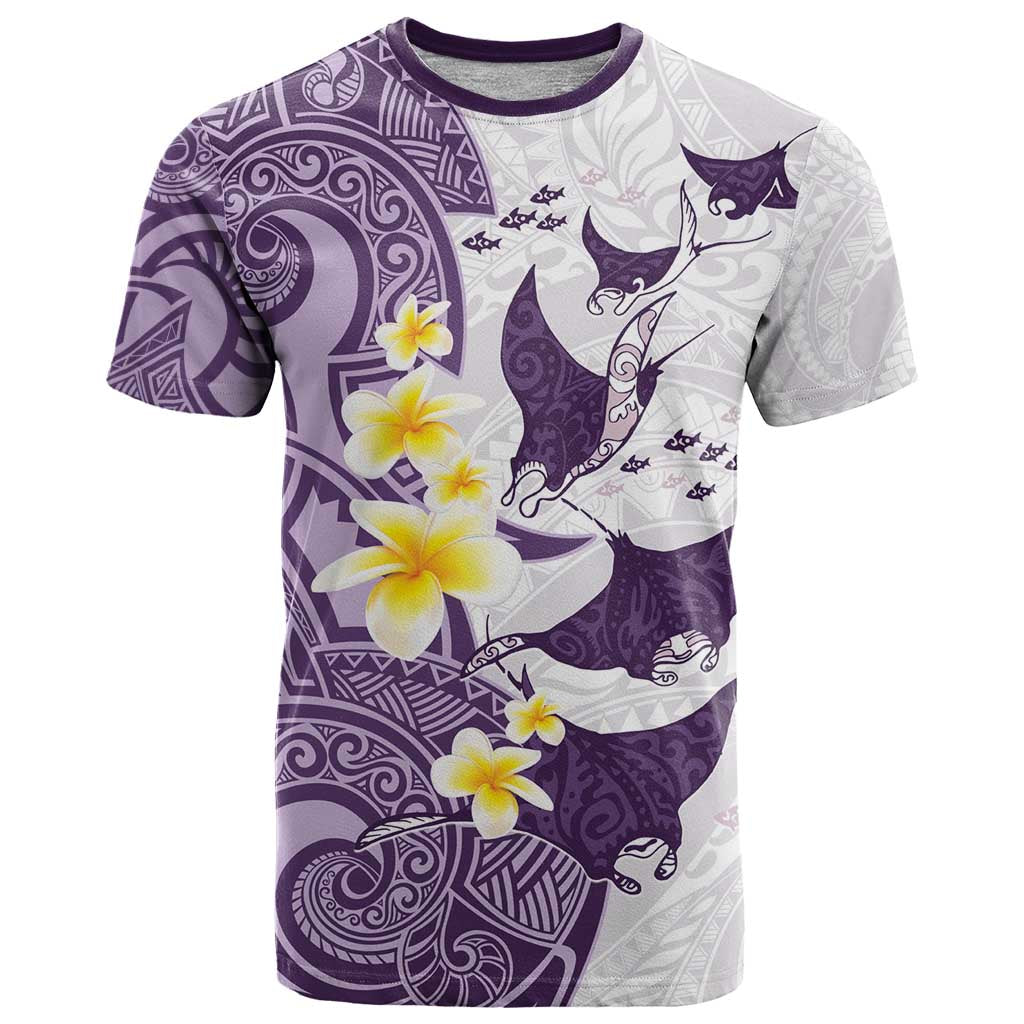 Maori Manta Ray Plumeria Deep Purple T Shirt