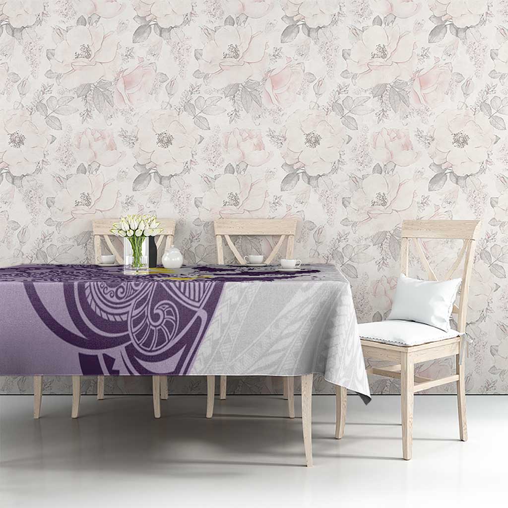 Maori Manta Ray Plumeria Deep Purple Tablecloth LT01 - Polynesian Pride