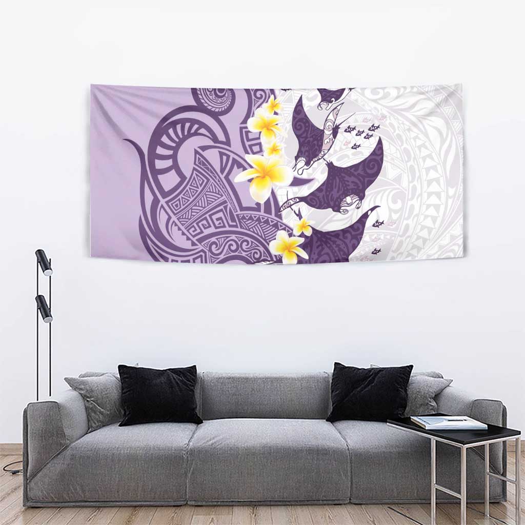 Maori Manta Ray Plumeria Deep Purple Tapestry