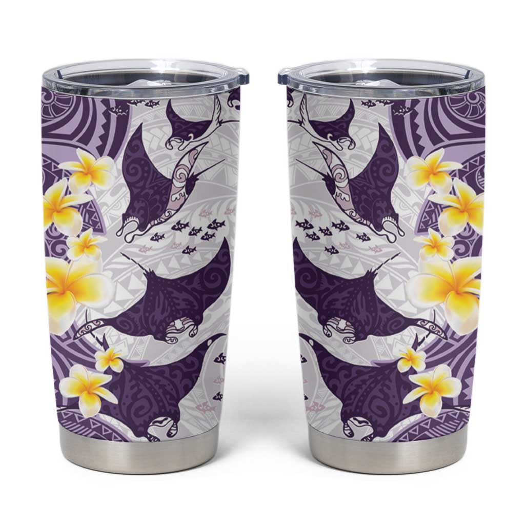 Maori Manta Ray Plumeria Deep Purple Tumbler Cup