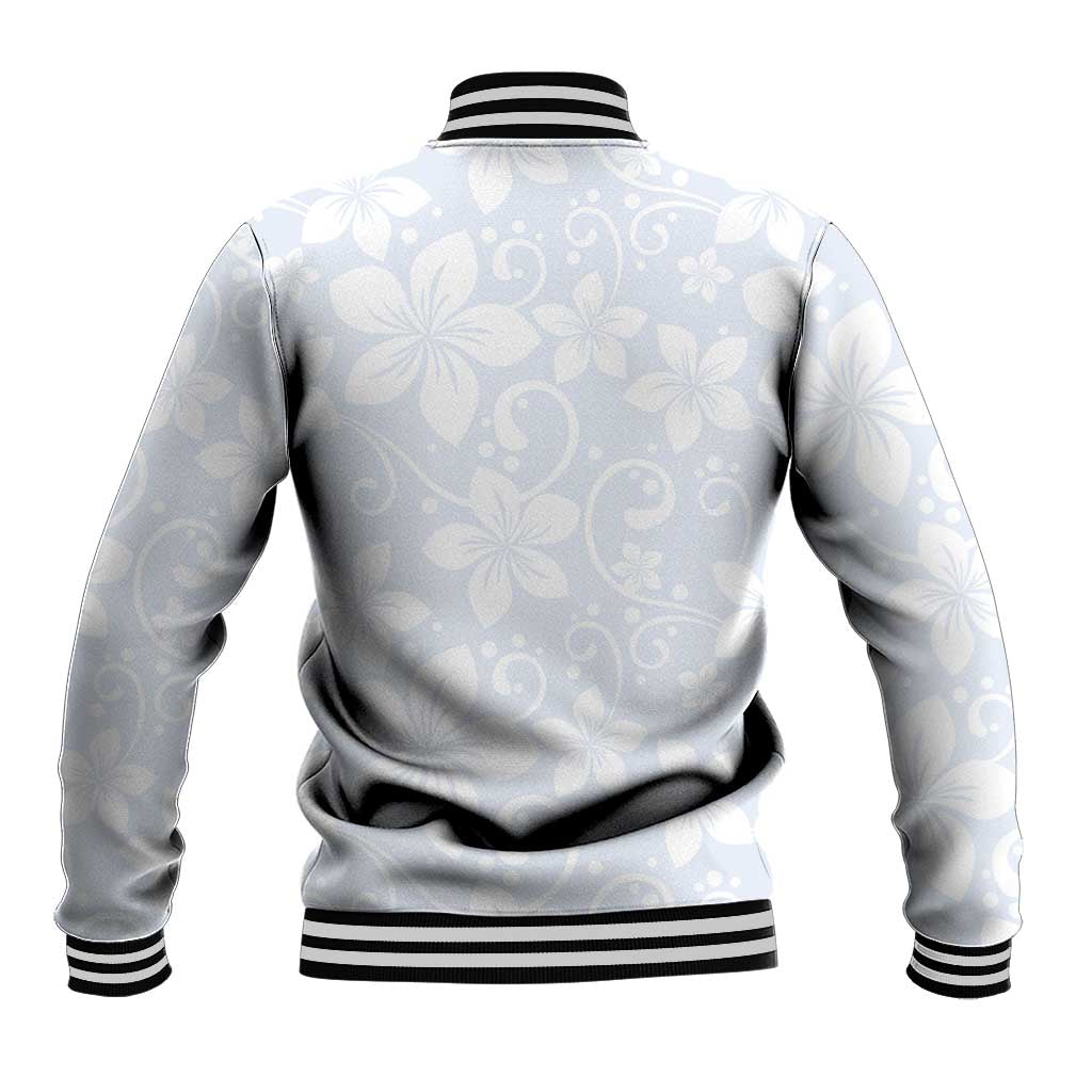 Plumeria Floral White Sunday Baseball Jacket