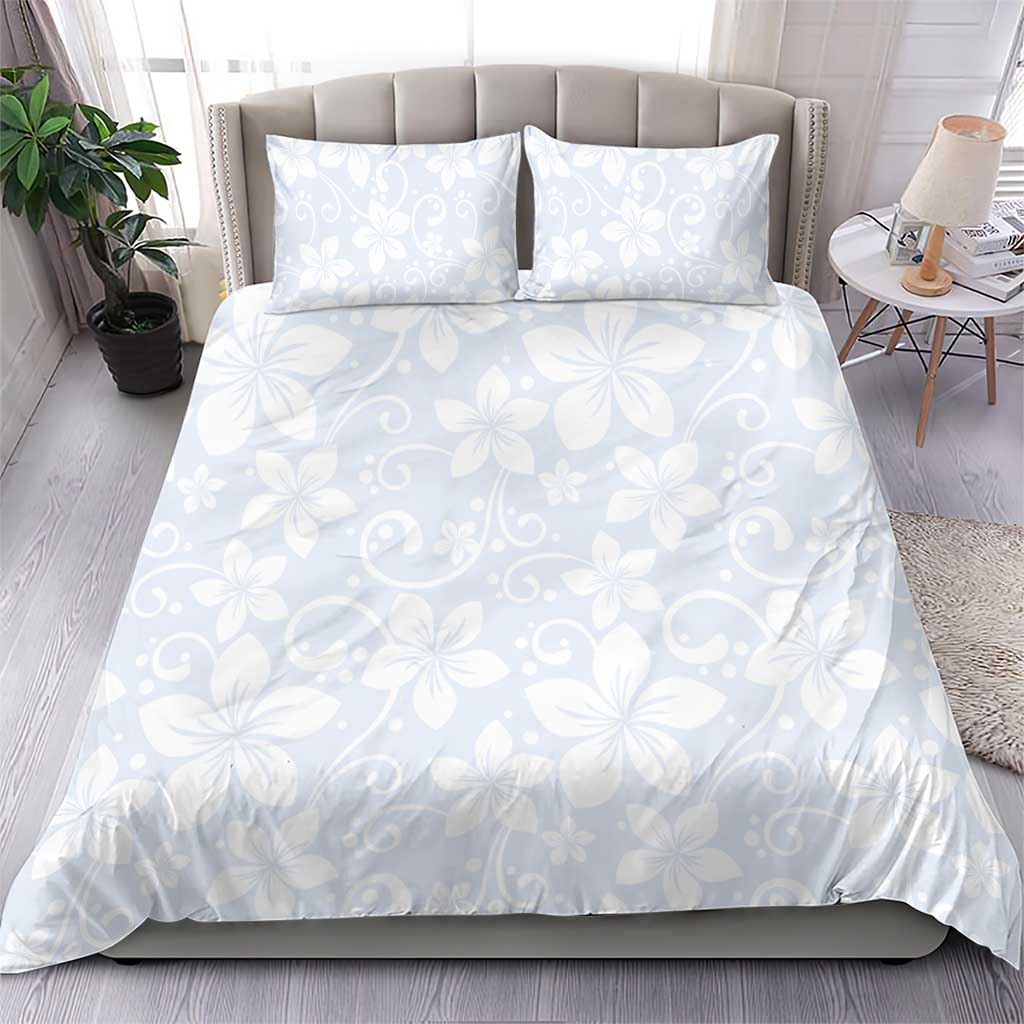 Plumeria Floral White Sunday Bedding Set