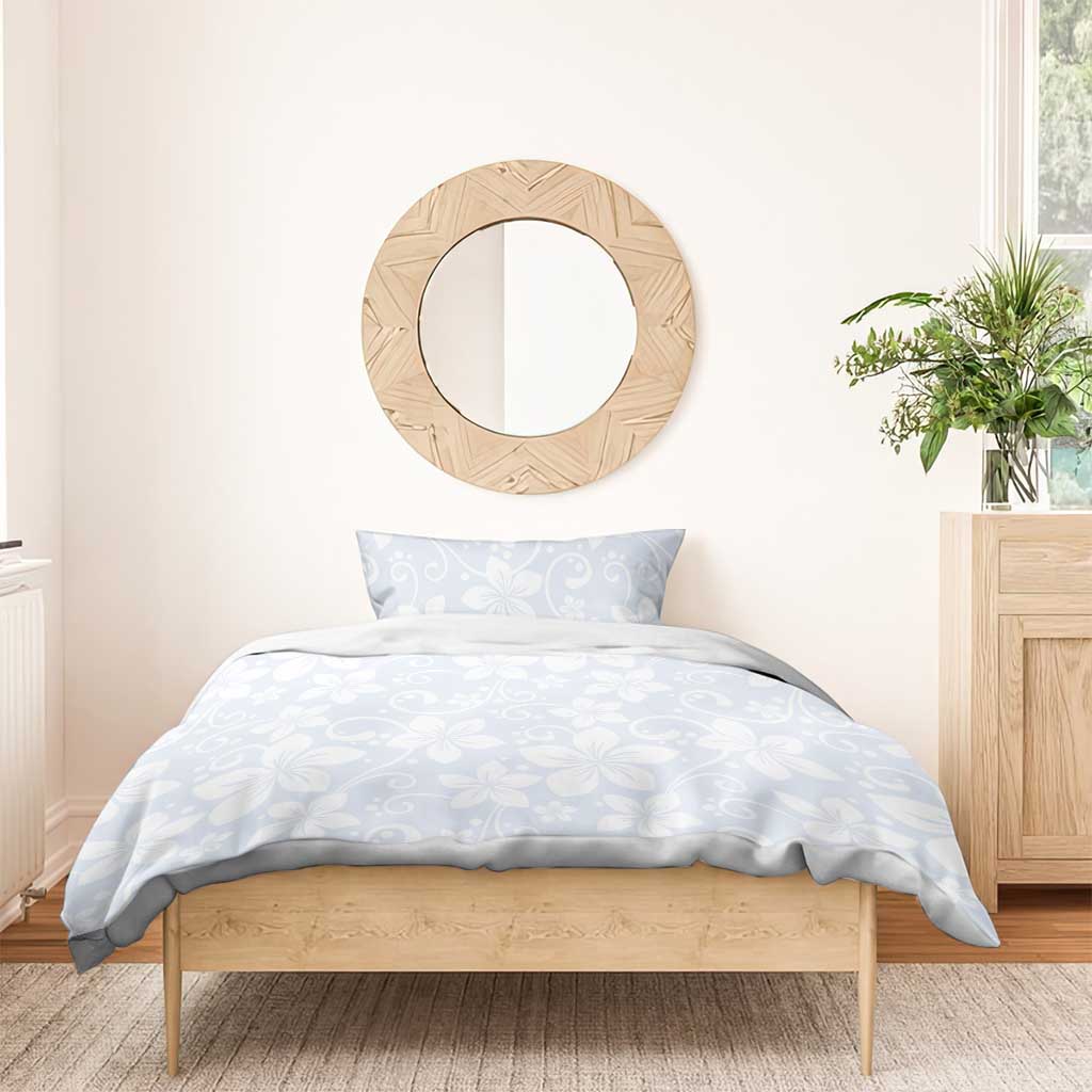 Plumeria Floral White Sunday Bedding Set