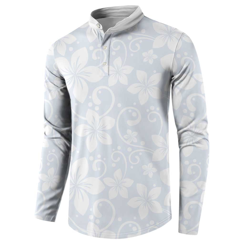 Plumeria Floral White Sunday Button Sweatshirt