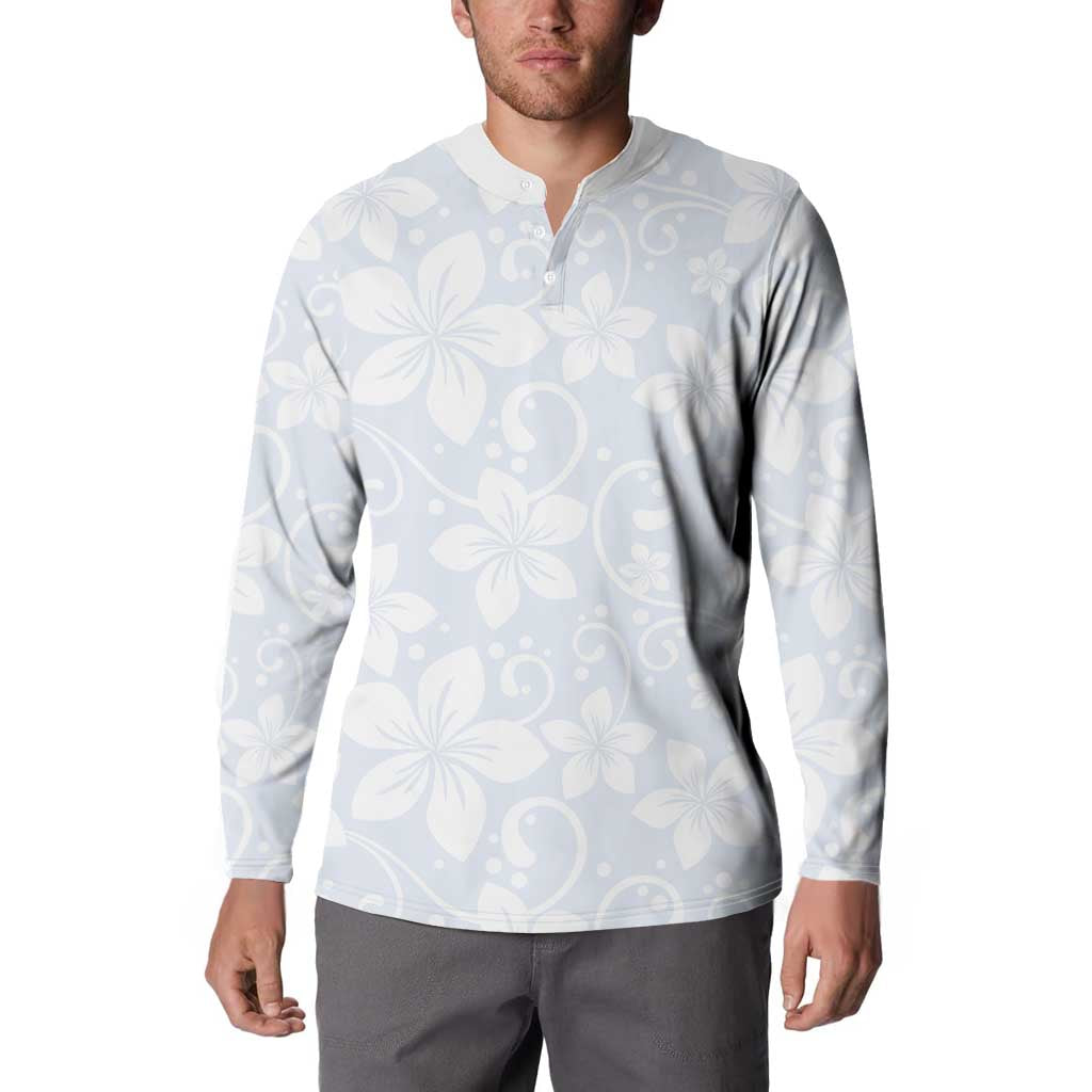 Plumeria Floral White Sunday Button Sweatshirt