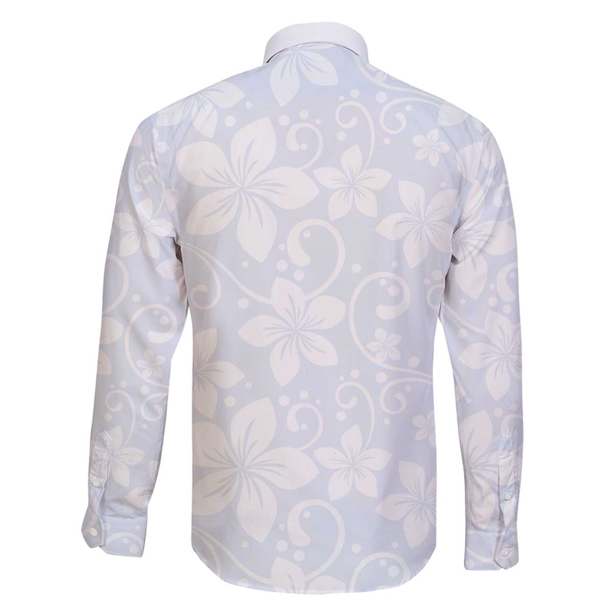 Plumeria Floral White Sunday Family Matching Off The Shoulder Long Sleeve Dress and Hawaiian Shirt