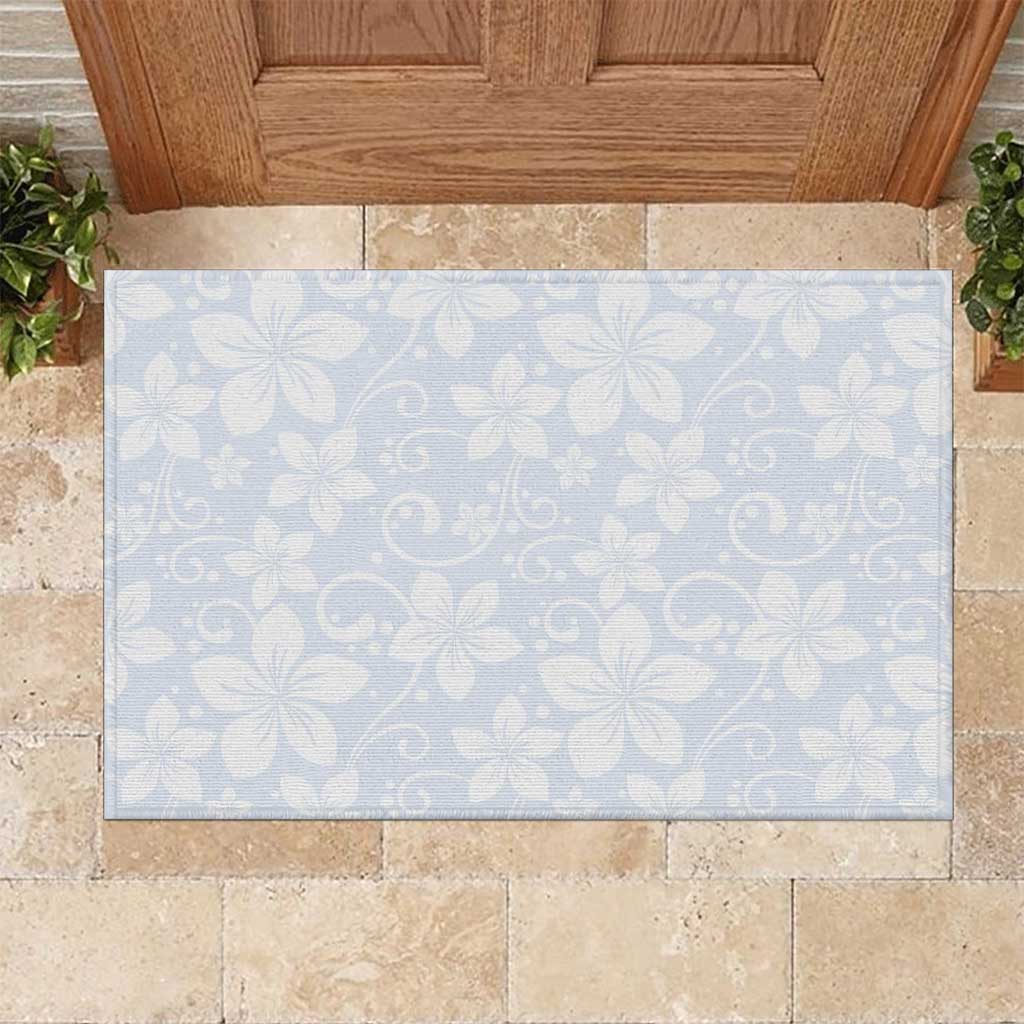 Plumeria Floral White Sunday Rubber Doormat