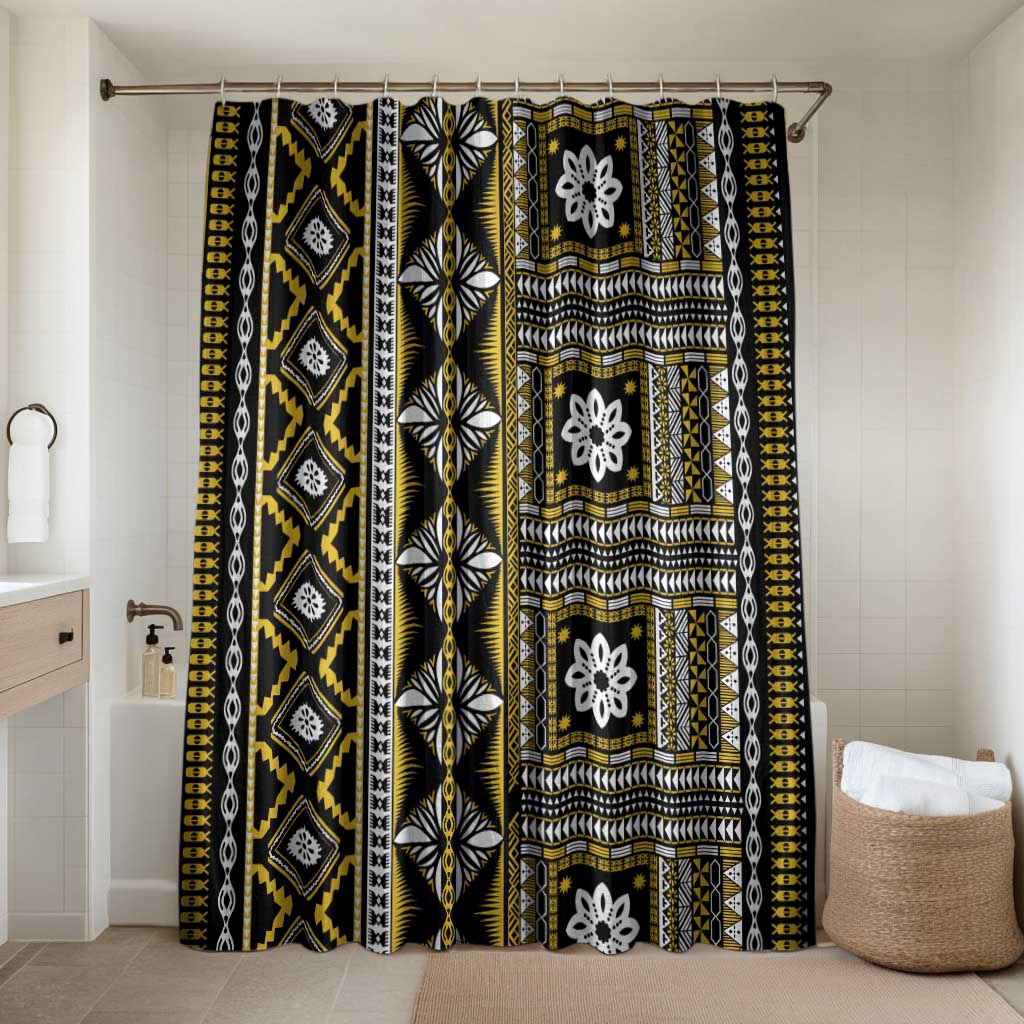 Fiji Masi Tapa Pattern Yellow Bathroom Set - Polynesian Pride