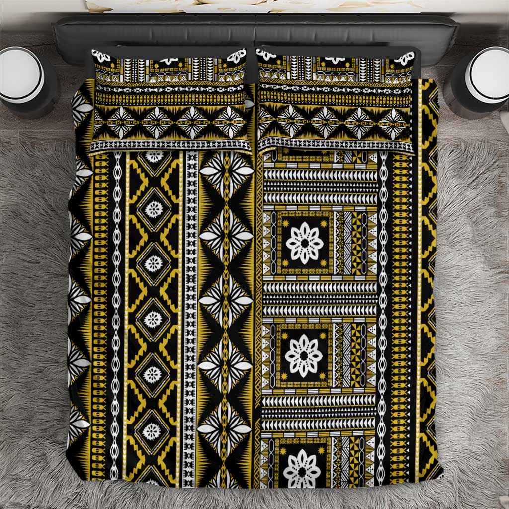Fiji Masi Tapa Pattern Yellow Bedding Set - Polynesian Pride