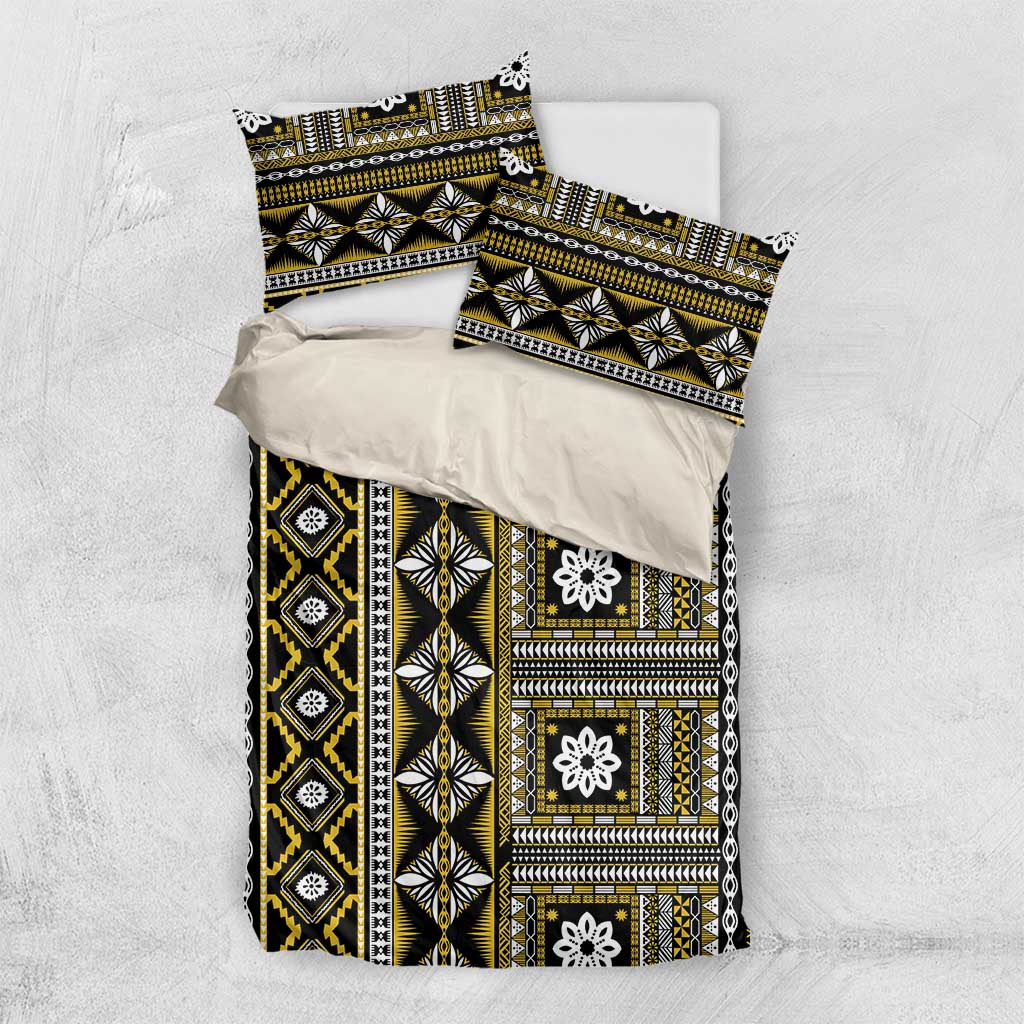 Fiji Masi Tapa Pattern Yellow Bedding Set - Polynesian Pride