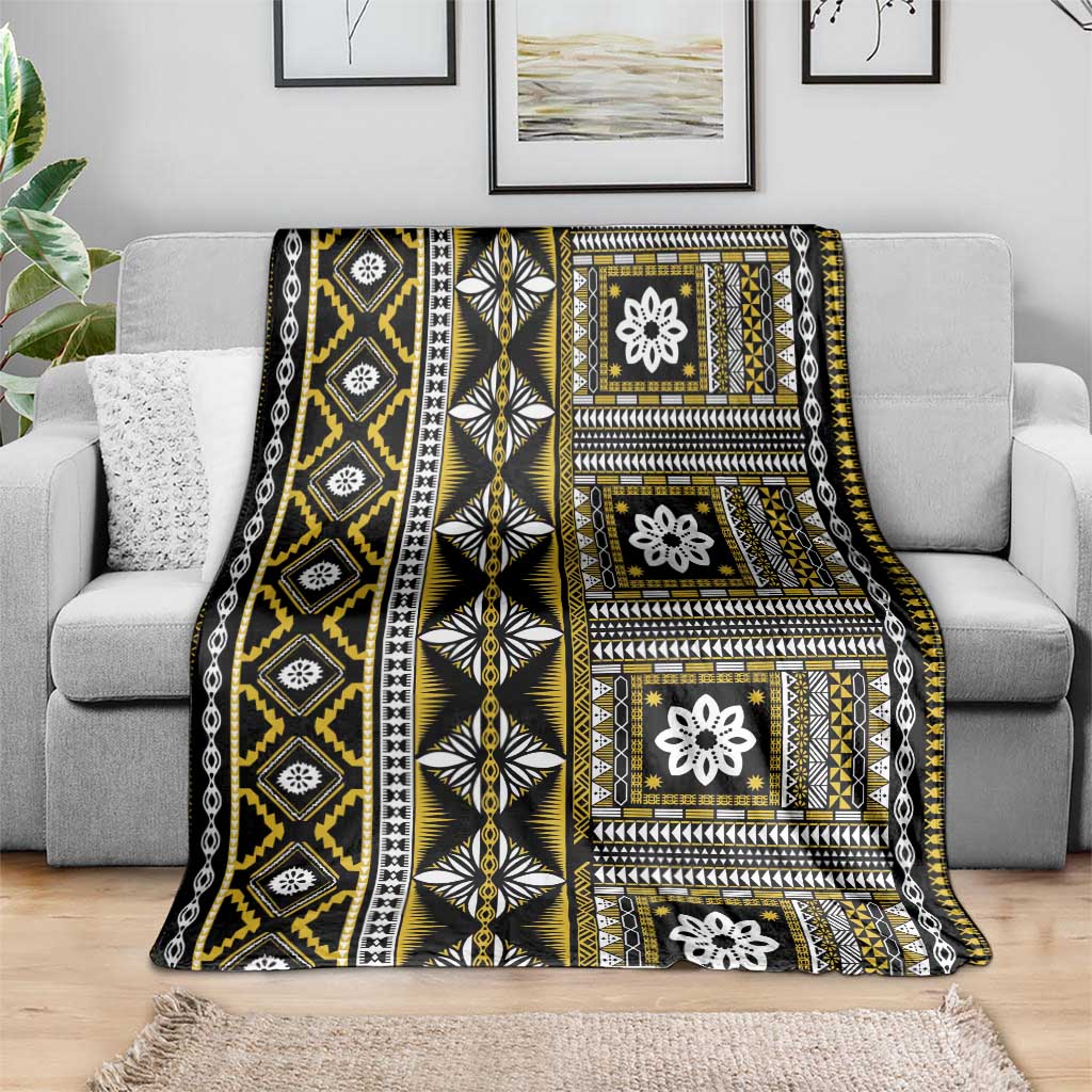 Fiji Masi Tapa Pattern Yellow Blanket - Polynesian Pride