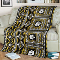 Fiji Masi Tapa Pattern Yellow Blanket - Polynesian Pride