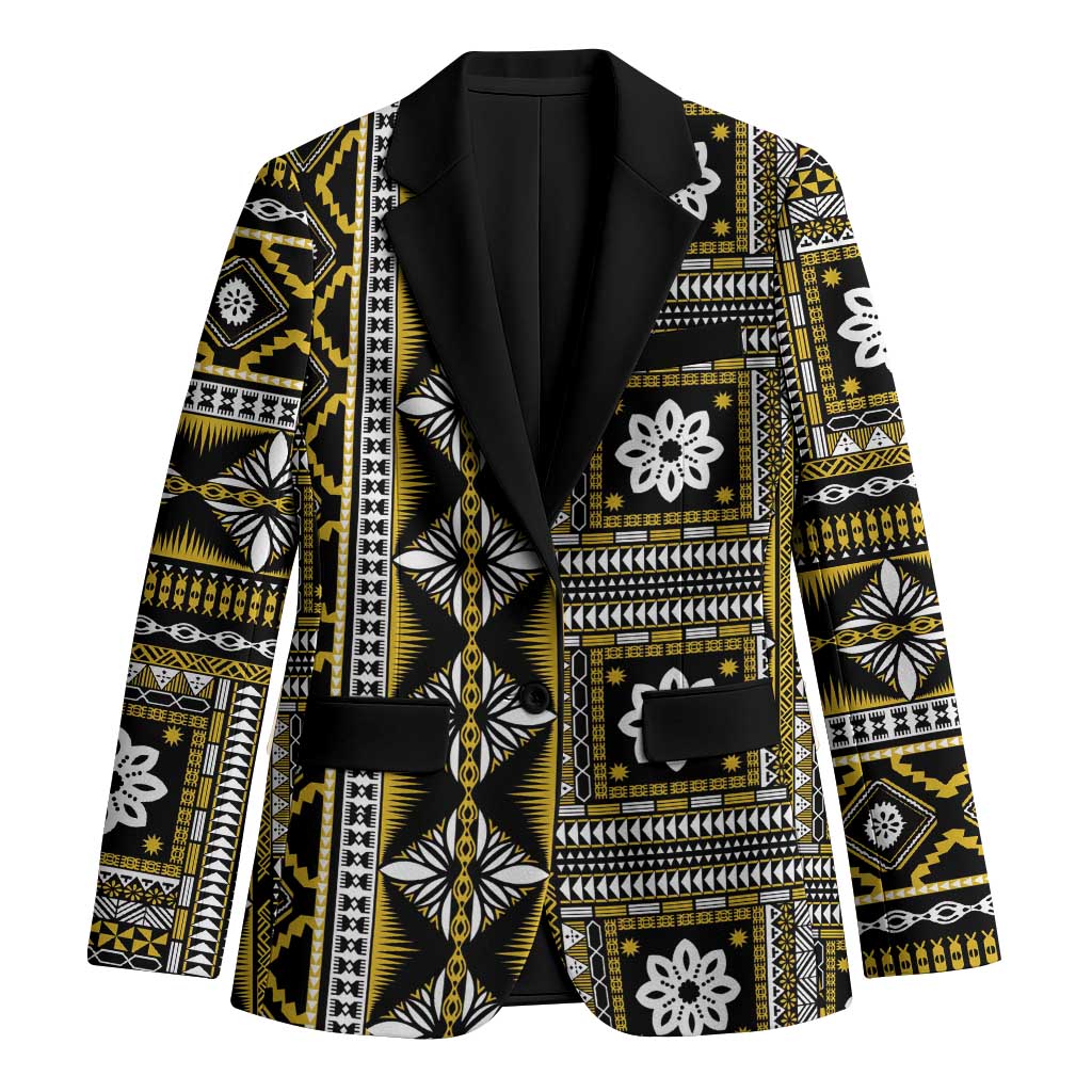 Fiji Masi Tapa Pattern Yellow Blazer LT01 Unisex Yellow - Polynesian Pride
