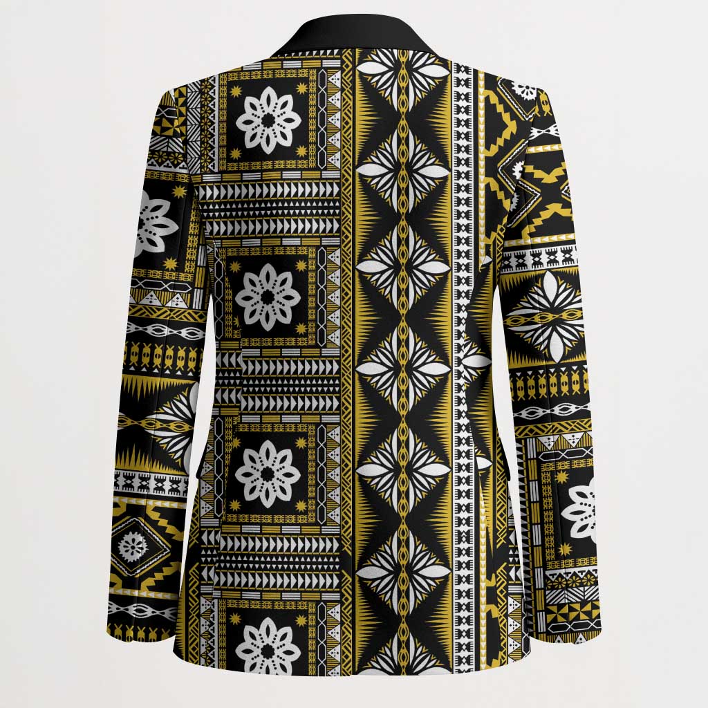Fiji Masi Tapa Pattern Yellow Blazer LT01 - Polynesian Pride
