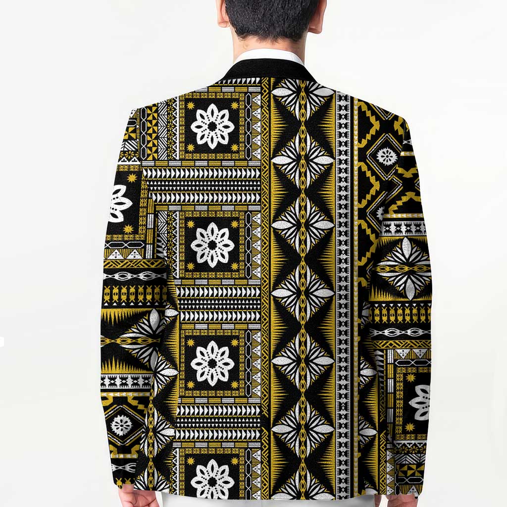 Fiji Masi Tapa Pattern Yellow Blazer LT01 - Polynesian Pride