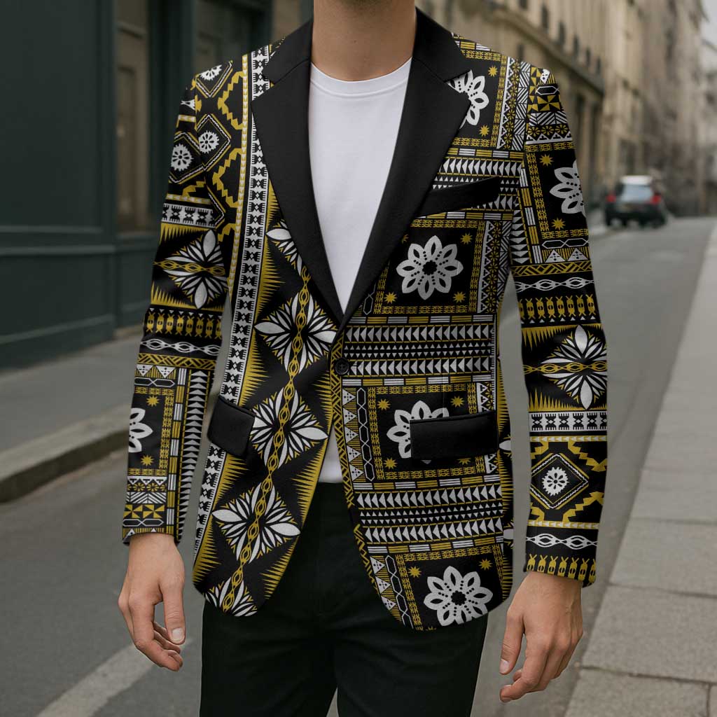 Fiji Masi Tapa Pattern Yellow Blazer LT01 - Polynesian Pride