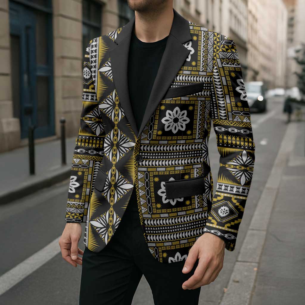 Fiji Masi Tapa Pattern Yellow Blazer LT01 - Polynesian Pride