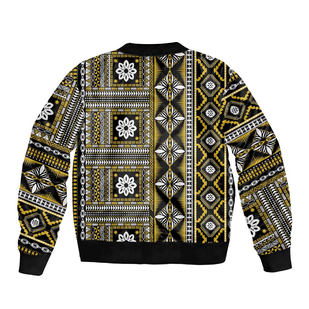 Fiji Masi Tapa Pattern Yellow Bomber Jacket LT01 - Polynesian Pride