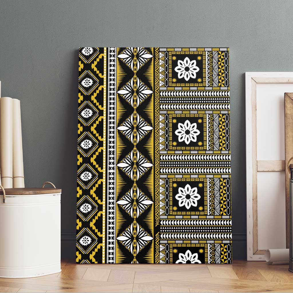 Fiji Masi Tapa Pattern Yellow Canvas Wall Art - Polynesian Pride