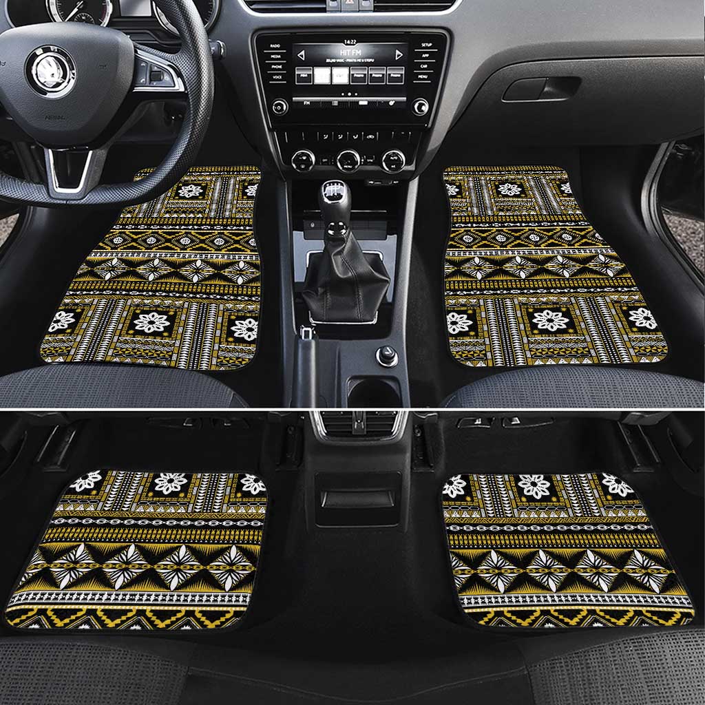 Fiji Masi Tapa Pattern Yellow Car Mats LT01 Set 4pcs Yellow - Polynesian Pride