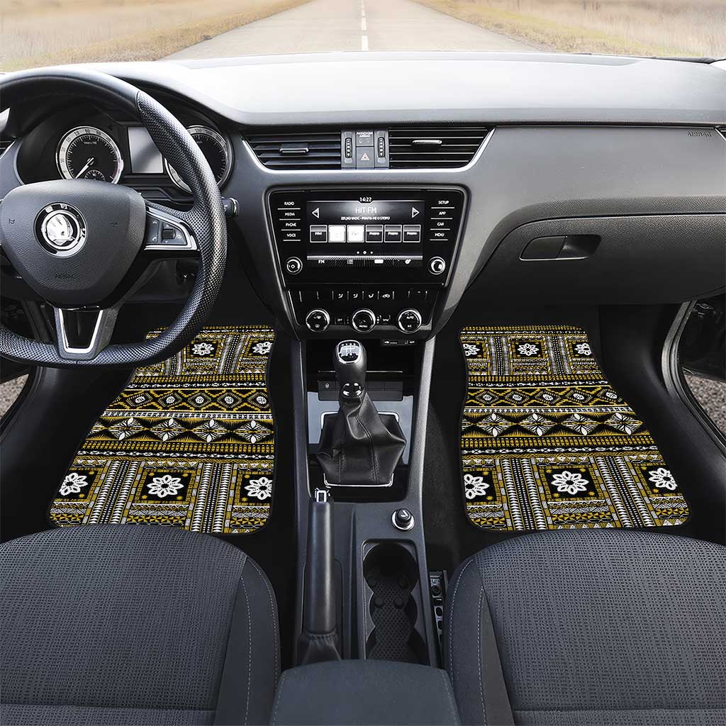 Fiji Masi Tapa Pattern Yellow Car Mats LT01 Set 2pcs - Front Yellow - Polynesian Pride