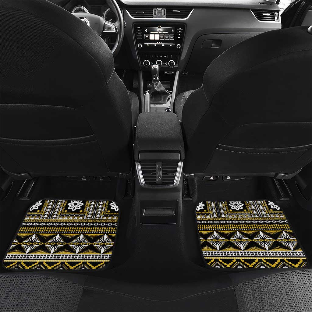 Fiji Masi Tapa Pattern Yellow Car Mats LT01 Set 2pcs - Back Yellow - Polynesian Pride
