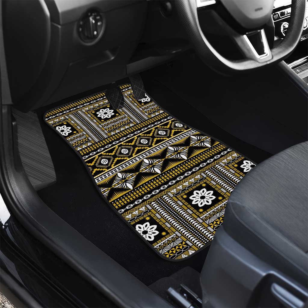 Fiji Masi Tapa Pattern Yellow Car Mats LT01 - Polynesian Pride