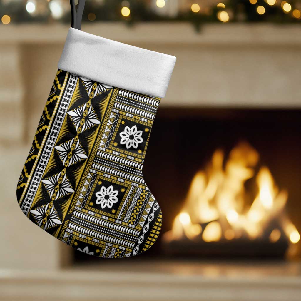 Fiji Masi Tapa Pattern Yellow Christmas Stocking LT01 Set of 2 Yellow - Polynesian Pride