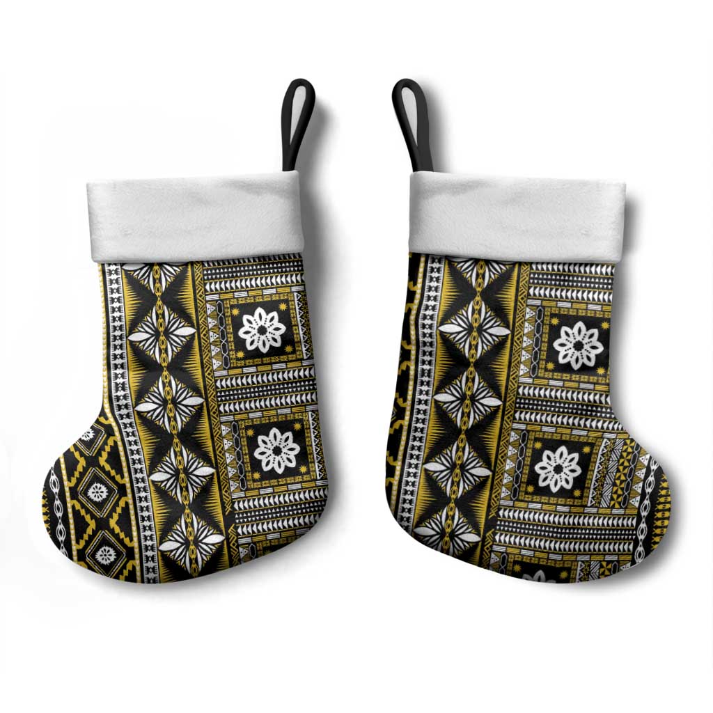 Fiji Masi Tapa Pattern Yellow Christmas Stocking LT01 - Polynesian Pride
