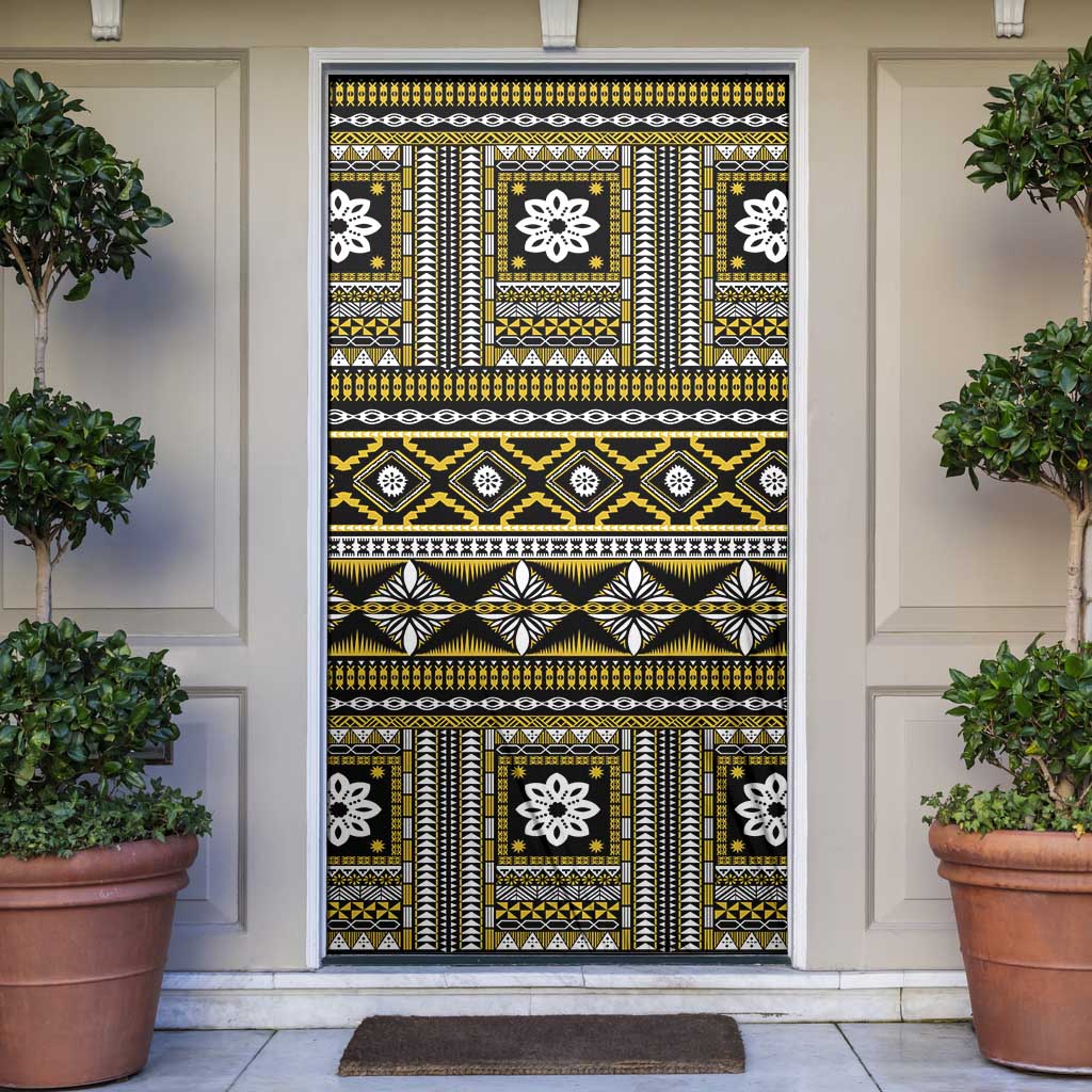 Fiji Masi Tapa Pattern Yellow Door Cover - Polynesian Pride