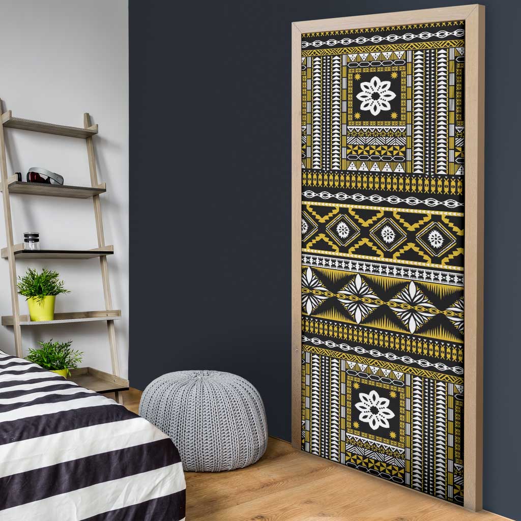 Fiji Masi Tapa Pattern Yellow Door Cover - Polynesian Pride