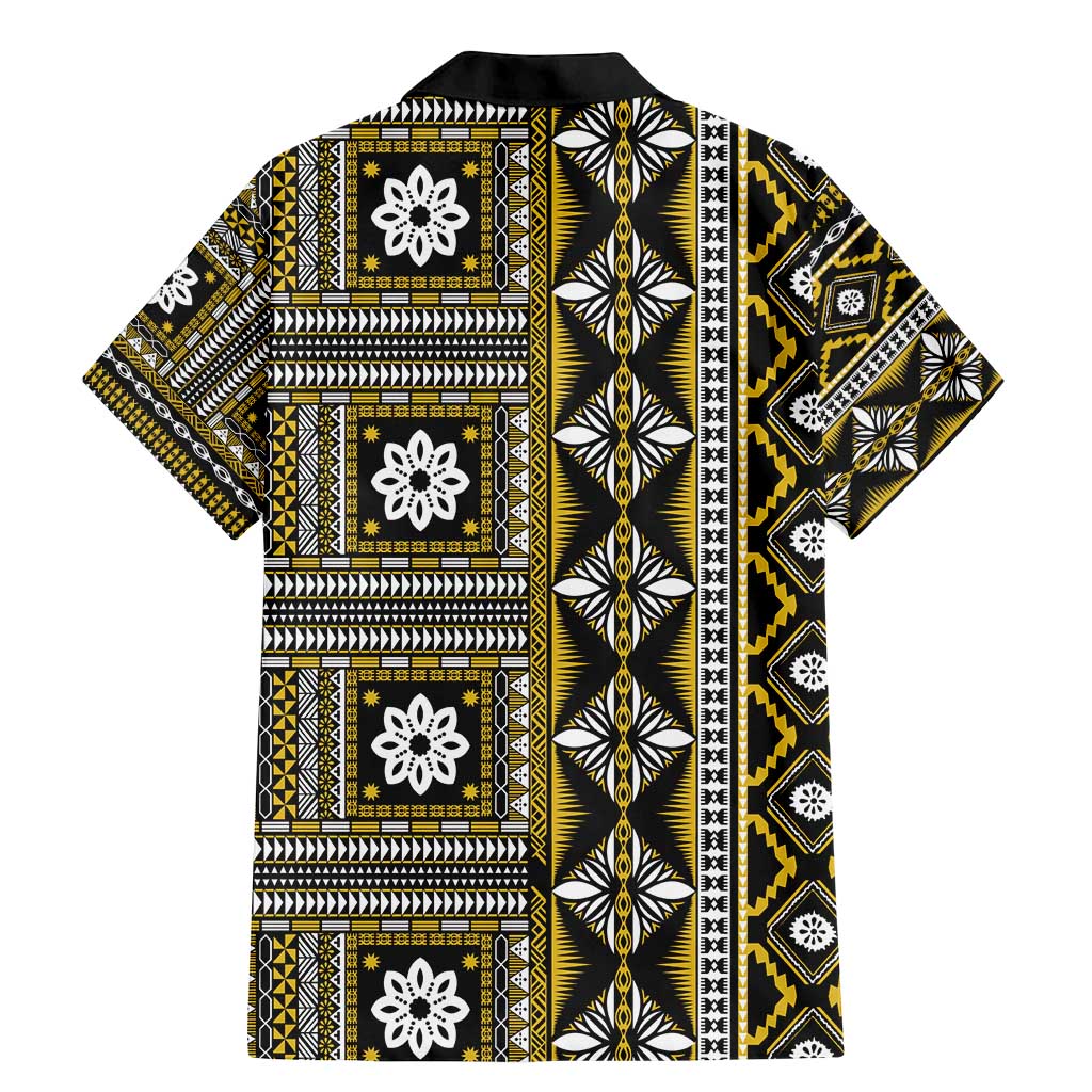 Fiji Masi Tapa Pattern Yellow Family Matching Mermaid Dress and Hawaiian Shirt - Polynesian Pride