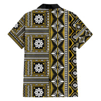 Fiji Masi Tapa Pattern Yellow Family Matching Off Shoulder Maxi Dress and Hawaiian Shirt - Polynesian Pride