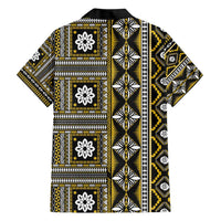 Fiji Masi Tapa Pattern Yellow Family Matching Short Sleeve Bodycon Dress and Hawaiian Shirt - Polynesian Pride