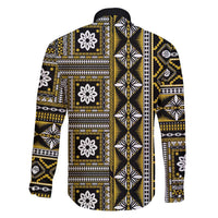 Fiji Masi Tapa Pattern Yellow Family Matching Short Sleeve Bodycon Dress and Hawaiian Shirt - Polynesian Pride