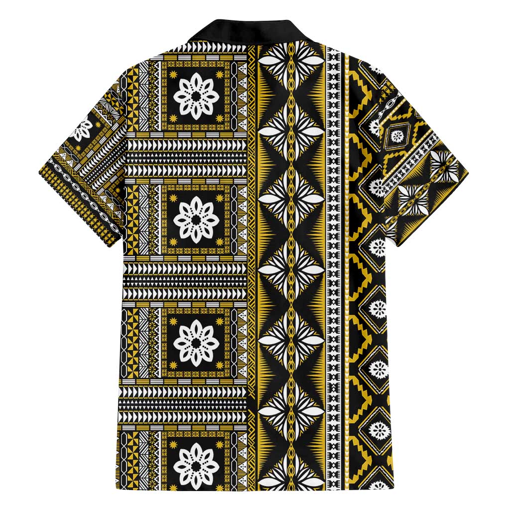Fiji Masi Tapa Pattern Yellow Family Matching Summer Maxi Dress and Hawaiian Shirt - Polynesian Pride