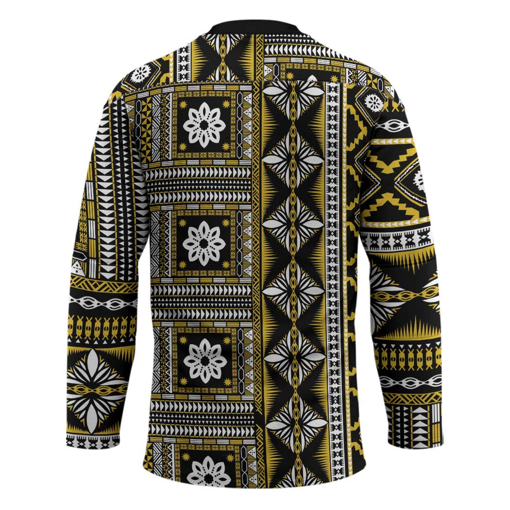 Fiji Masi Tapa Pattern Yellow Hockey Jersey - Polynesian Pride