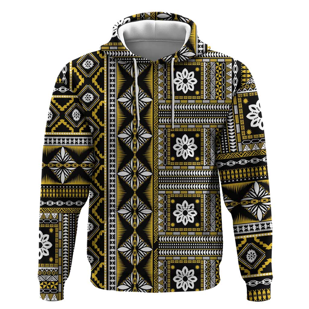 Fiji Masi Tapa Pattern Yellow Hoodie - Polynesian Pride