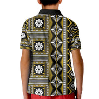 Fiji Masi Tapa Pattern Yellow Kid Polo Shirt - Polynesian Pride