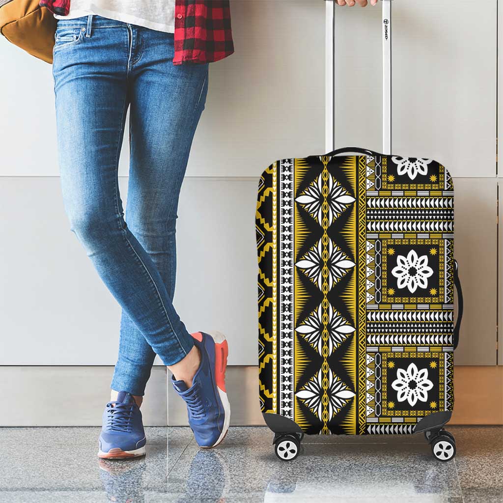 Fiji Masi Tapa Pattern Yellow Luggage Cover LT01 - Polynesian Pride