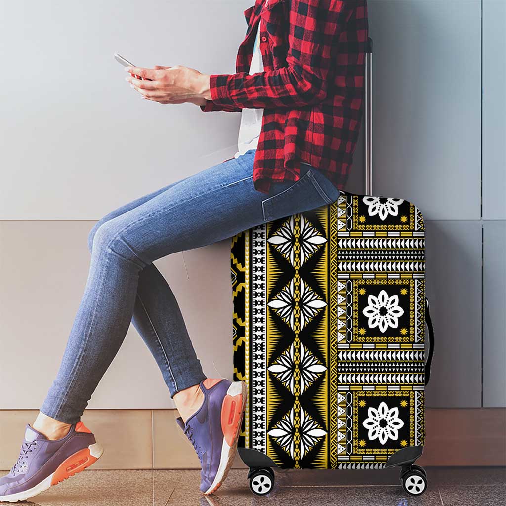 Fiji Masi Tapa Pattern Yellow Luggage Cover LT01 - Polynesian Pride