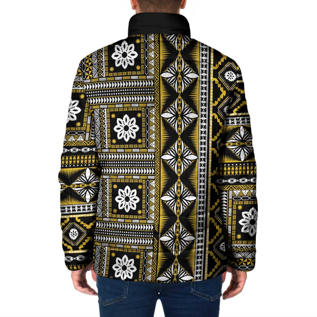 Fiji Masi Tapa Pattern Yellow Padded Jacket - Polynesian Pride
